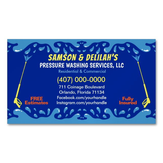Pressure Washing & Cleaning Template Magnetic Business Card (Front)