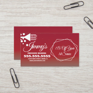 Pressure Washing Company Red Gradient Bubbles  Business Card