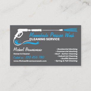 Pressure Washing grey Power Wash Cleaner CLEANING Business Card