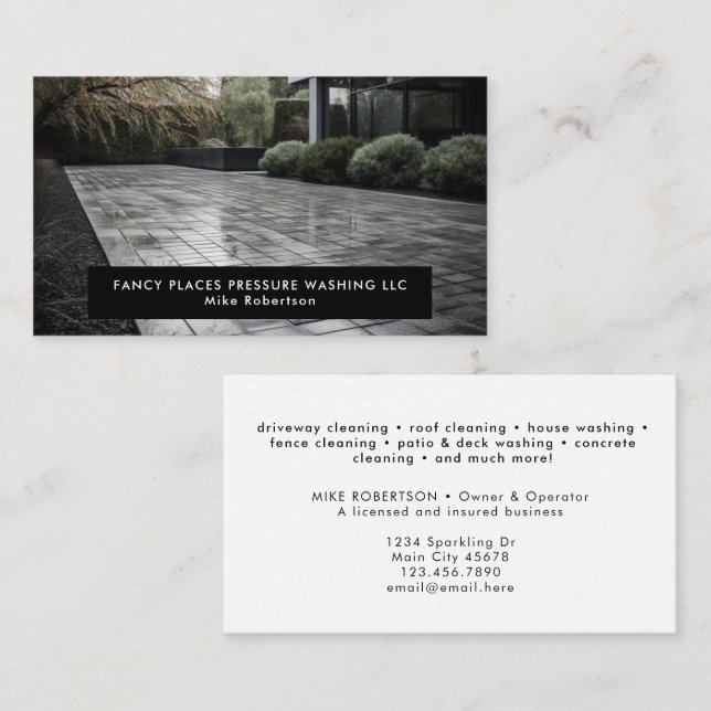 Pressure Washing House Cleaning Power Wash Photo Business Card (Front/Back)