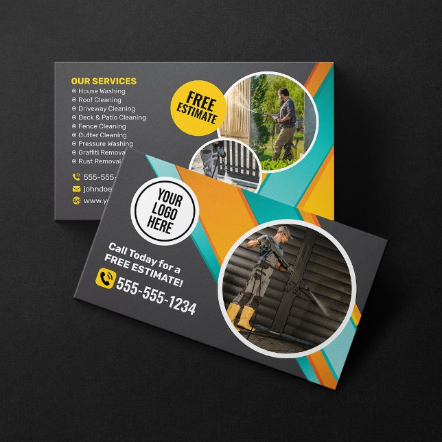 Pressure Washing House Cleaning Power Wash Service Business Card (Creator Uploaded)