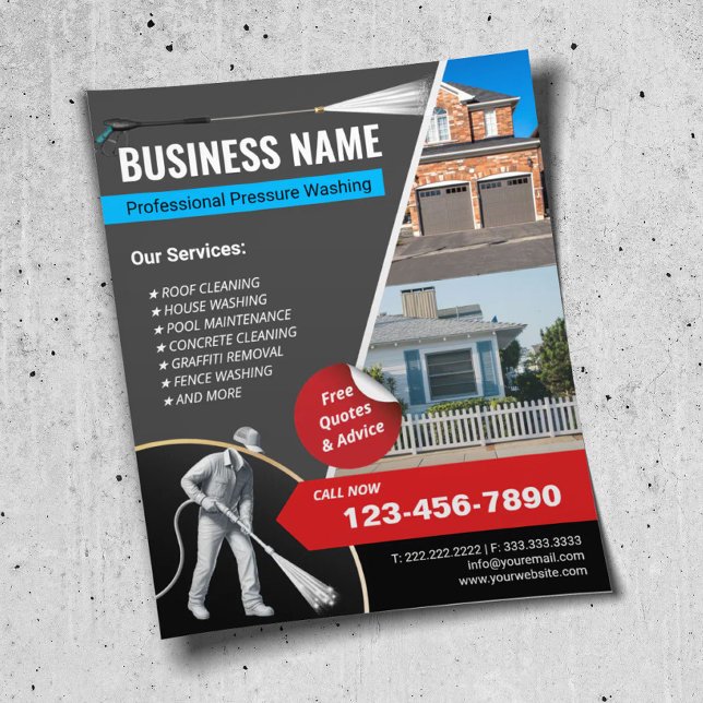 Pressure Washing House Cleaning Power Washer Flyer (Creator Uploaded)