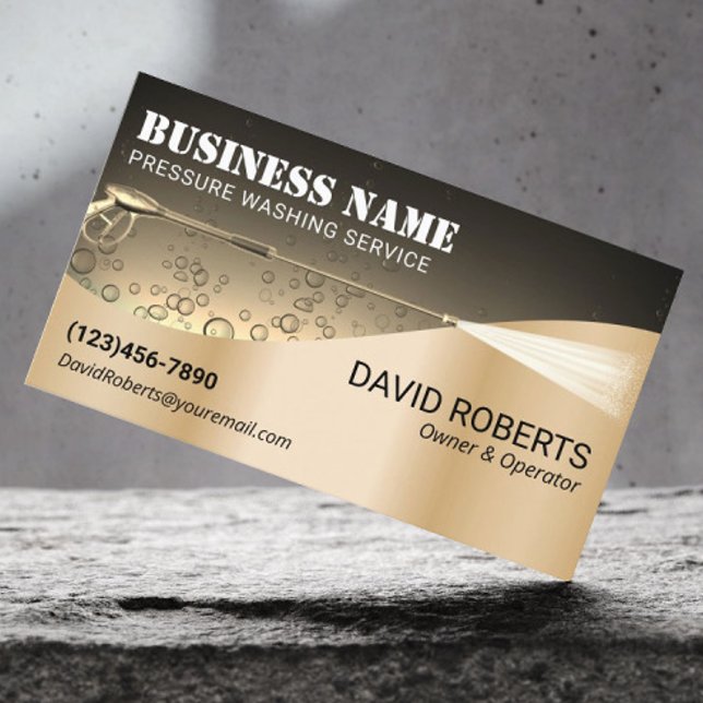 Pressure Washing Modern Gold Power Wash Cleaning  Business Card (Creator Uploaded)