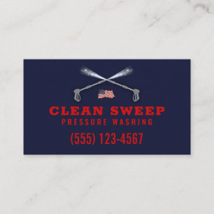 Pressure Washing Patriotic Red Navy Business Card
