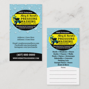 Pressure Washing Power Cleaning Business Card