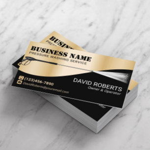 Pressure Washing Power Wash Black & Gold Cleaning Business Card