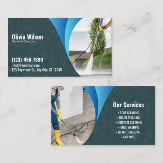 Pressure Washing Power Wash Blue Water Texture Business Card