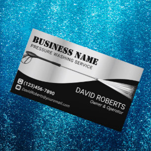 Pressure Washing Power Wash Cleaning Faux Metal Business Card