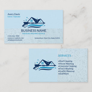 Pressure Washing Power Wash Cleaning Water Drops Business Card