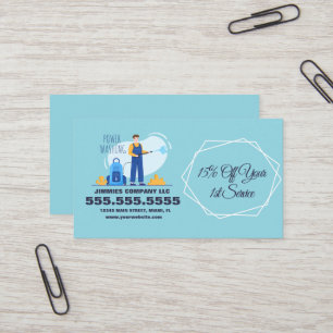 Pressure Washing Power Wash Company Illustated B Business Card
