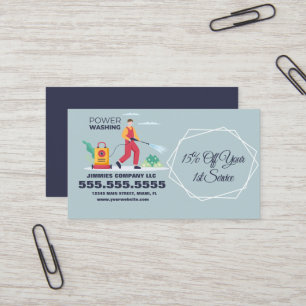 Pressure Washing Power Wash Company Illustated  Business Card