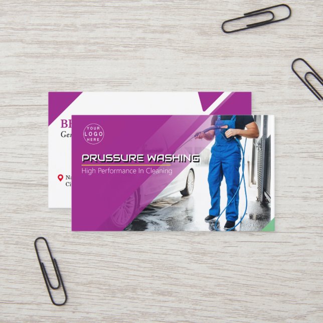Pressure Washing Power Wash House Cleaning Business Card (Front/Back In Situ)