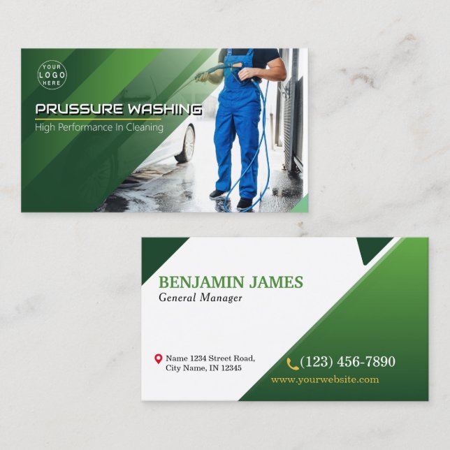 Pressure Washing Power Wash House Cleaning Business Card (Front/Back)