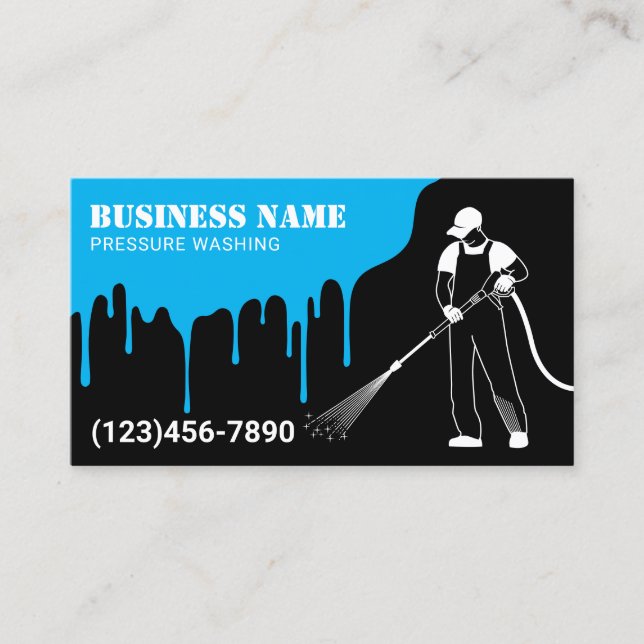 Pressure Washing Power Wash House Cleaning Business Card (Front)
