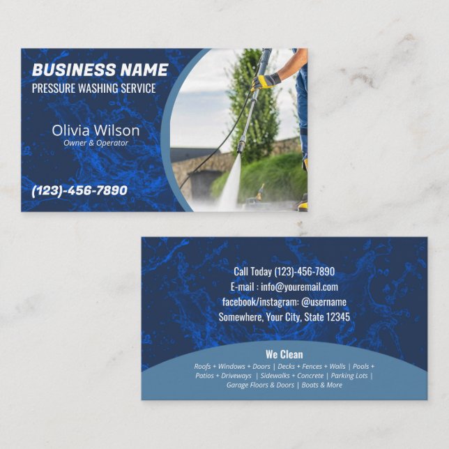 Pressure Washing Power Wash House Cleaning Business Card (Front/Back)