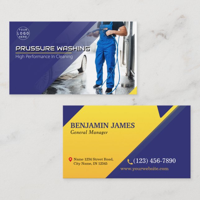 Pressure Washing Power Wash House Cleaning Business Card (Front/Back)