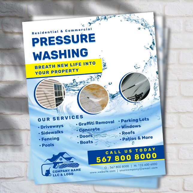 Pressure washing Power wash House cleaning  Flyer (Pressure washing Power wash House cleaning Flyer)