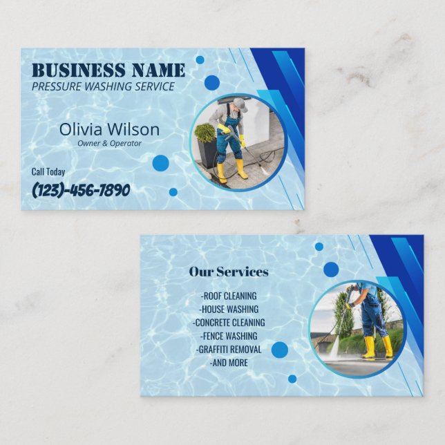 Pressure Washing Power Wash House cleaning Modern Business Card (Front/Back)