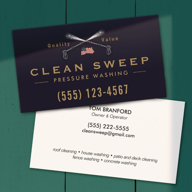 Pressure Washing  Power Wash Patriotic Company Business Card (Creator Uploaded)