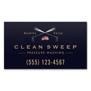 Pressure Washing  Power Wash Patriotic Company Magnetic Business Card