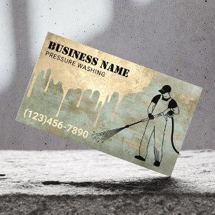 Pressure Washing Power Wash Vintage Gold Cleaning  Business Card
