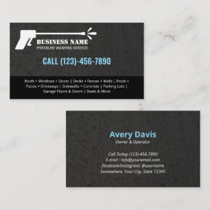 Pressure Washing Power Wash Water Drops Black Blue Business Card