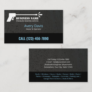 Pressure Washing Power Wash Water Drops Black Business Card