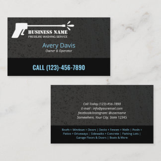 Pressure Washing Power Wash Water Drops Black Business Card