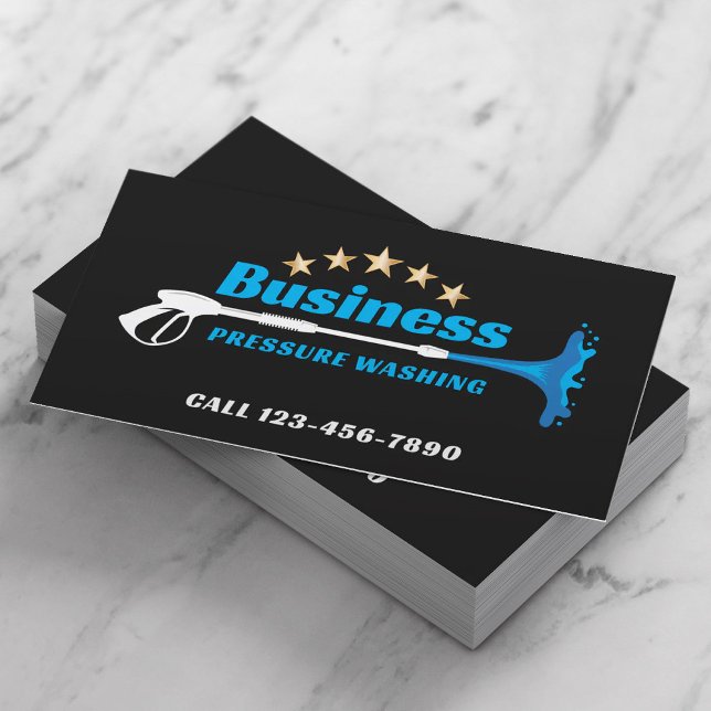Pressure Washing Power Washer 5 Star Cleaning Business Card (Creator Uploaded)