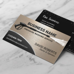 Pressure Washing Power Washer Gold Metal Cleaning Business Card
