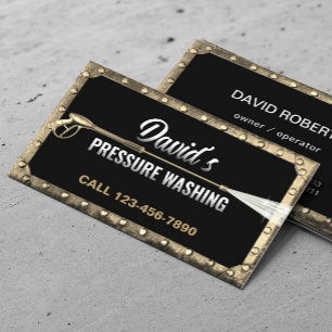 Pressure Washing Power Washer Metal Gold Framed Business Card
