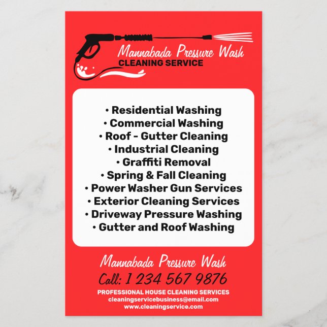 Pressure Washing Power Washing Professional red Flyer (Front)