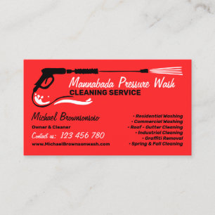 Pressure Washing Power Washing Red Orange Business Card