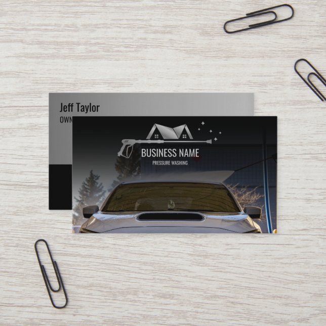 Pressure Washing Power Washing Roof Car Garage Business Card (Front/Back In Situ)