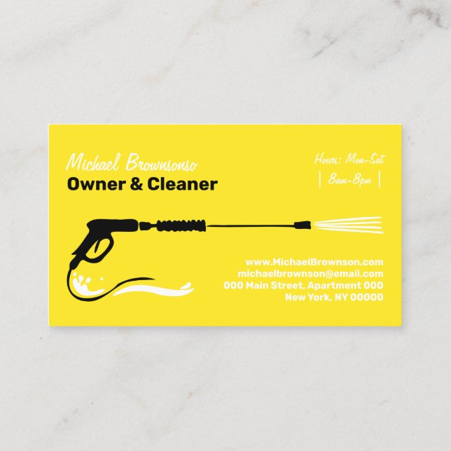 Pressure Washing Power Washing Yellow Business Card (Back)