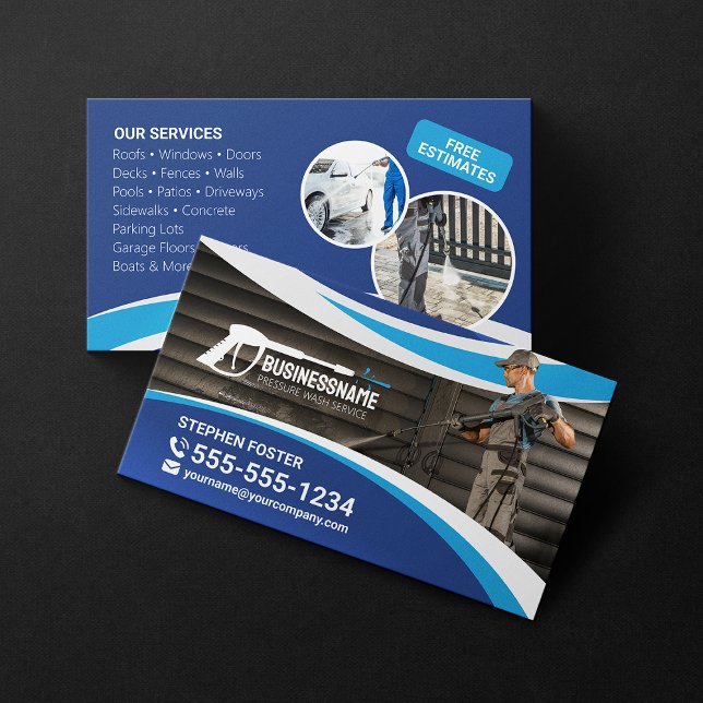 Pressure Washing Service Power Wash House Cleaning Business Card (Creator Uploaded)