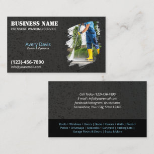 Pressure Washing Water Drops Power Wash Black Business Card