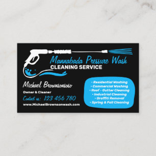 Pressure Washing Water Drops Power Wash Cleaning Business Card