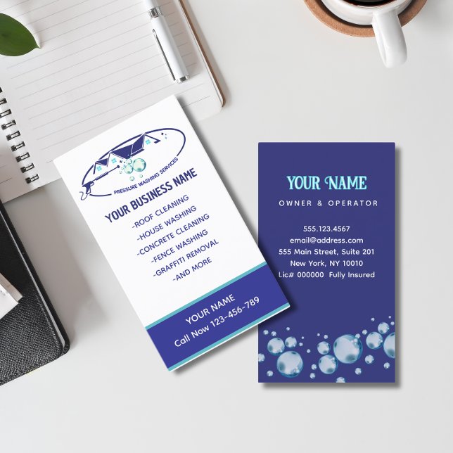 Pressure Washing Water Drops Power Wash Cleaning  Business Card (Creator Uploaded)
