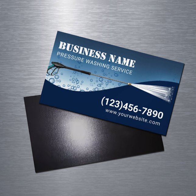 Pressure Washing Water Drops Power Wash Cleaning Magnetic Business Card (Creator Uploaded)