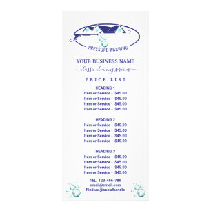 Pressure Washing Water Drops Power Wash Price List Rack Card