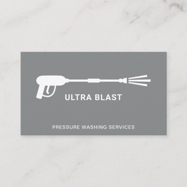 Pressure Washing Water Spray Gun Grey Business Card (Front)