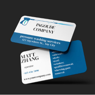 Pressure Washing White Power Washer House Cleaning Business Card