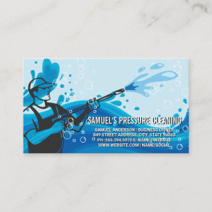 Pressure Water Spray Worker   Soap Bubbles  Business Card