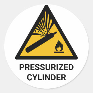 Pressurised Cylinder Warning, Compressed Canister Classic Round Sticker