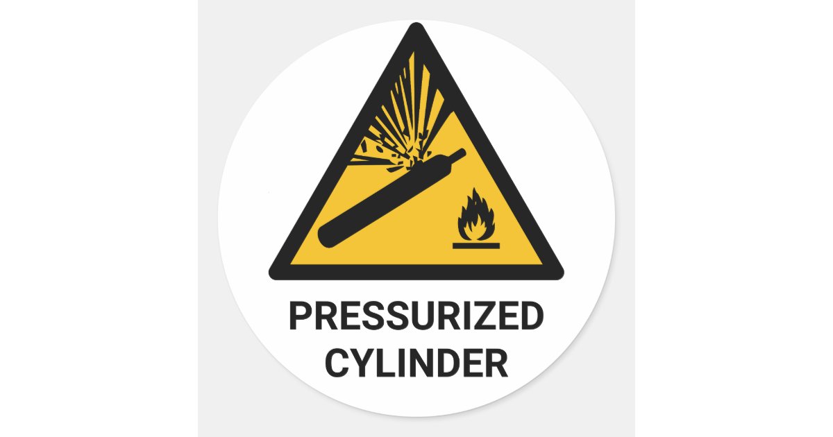 Pressurised Cylinder Warning, Compressed Canister Classic Round Sticker ...