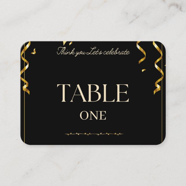 Prestige Gold Retirement Celebration Table Number  Place Card (Front)