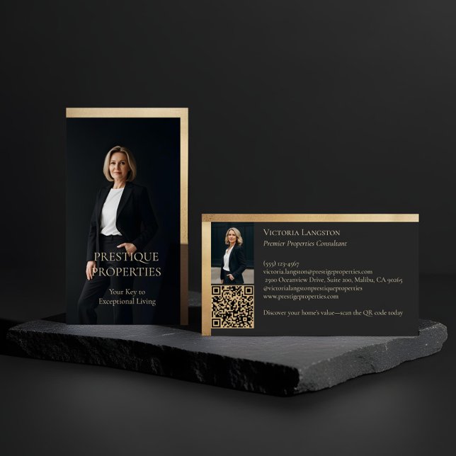 Prestige Luxury Realtor Law Firm Gold & Black Luxe Business Card (Prestige Luxury Realtor Law Firm Gold & Black Luxe Business Card)