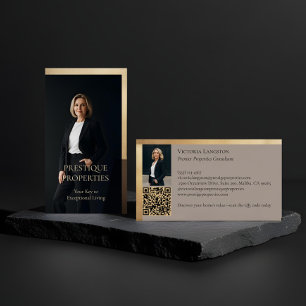 Prestige Luxury Realtor Law Firm Gold & Black Luxe Business Card