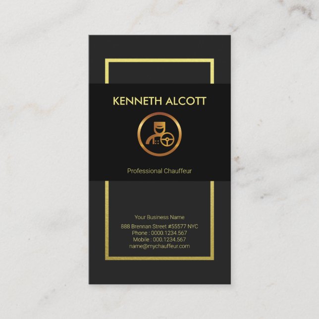 Prestigious Gold Lines Exquisite Modern Chauffeur Business Card (Front)